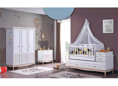 Lit de bébé Chambre d'enfants Chambre à coucher complète Armoire Commode 3 pièces.